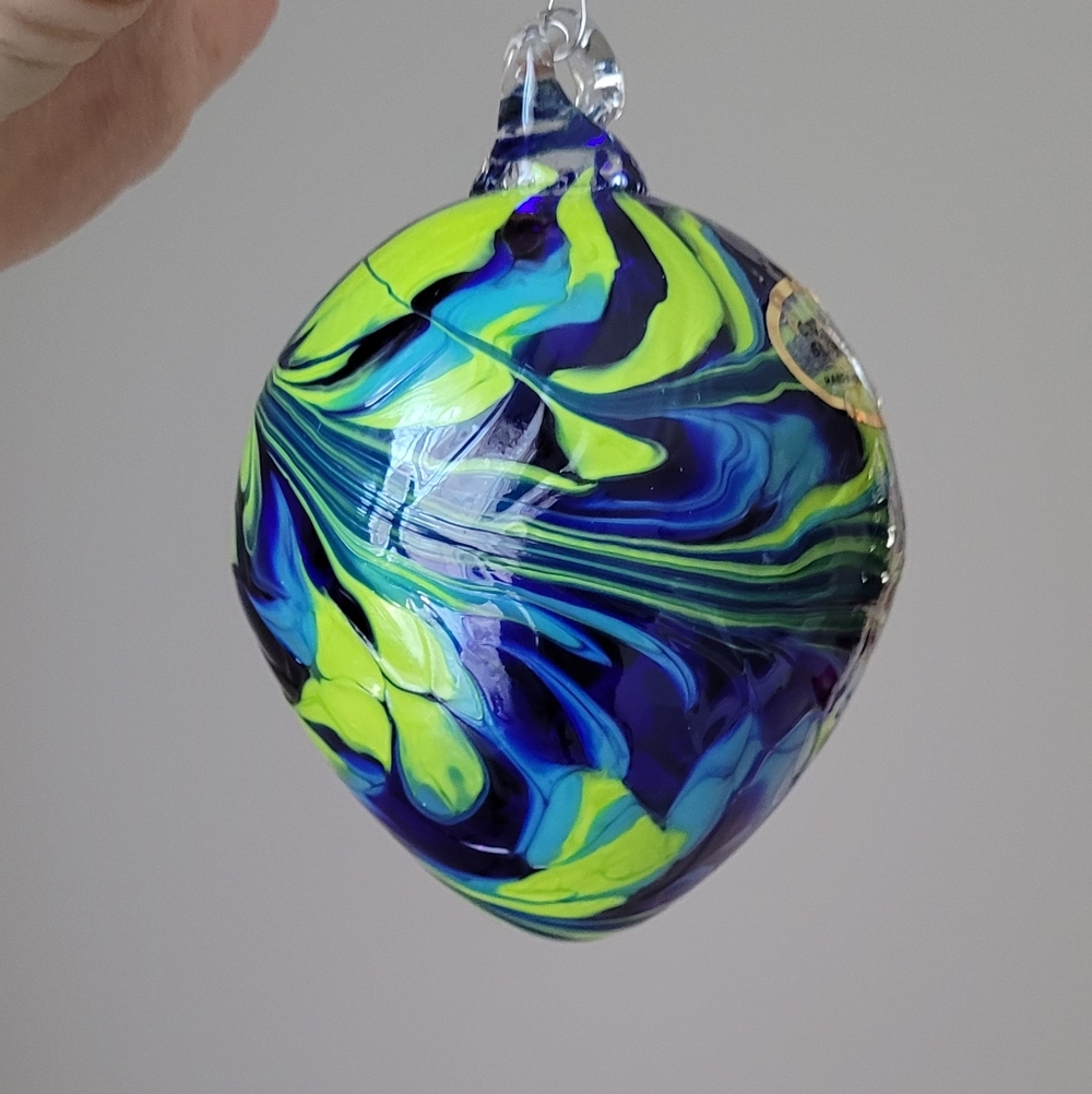 Handmade Blown Glass Swirl Ornament